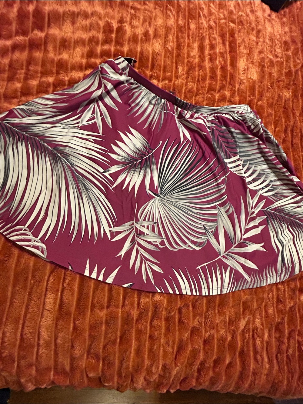 torrid Magenta Tropical Print High-Rise Swim Skirt with Shorts - Picture 5 of 7